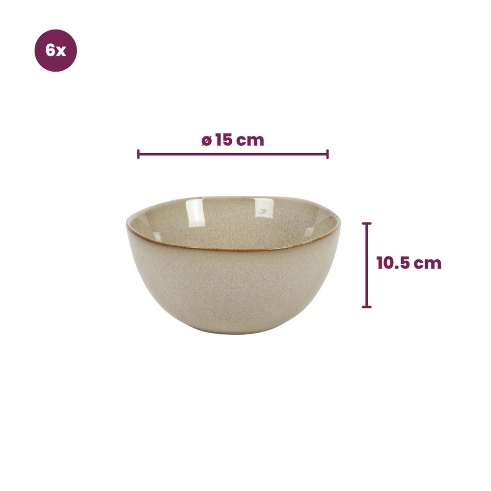 Bol de soupe / Bols Cookinglife Sabi Beige ø 15 cm - 6 pièces