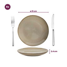 Service de vaisselle Cookinglife Sabi Beige 18 pièces / 6 personnes - 6 assiettes à dîner, 6 assiettes à petit-déjeuner et 6 bols