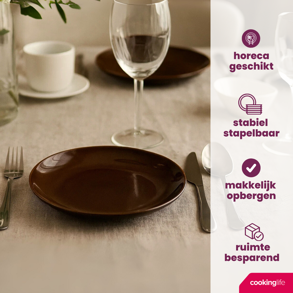 Assiettes de dîner Cookinglife Sabi Marron ø 26 cm - 6 pièces
