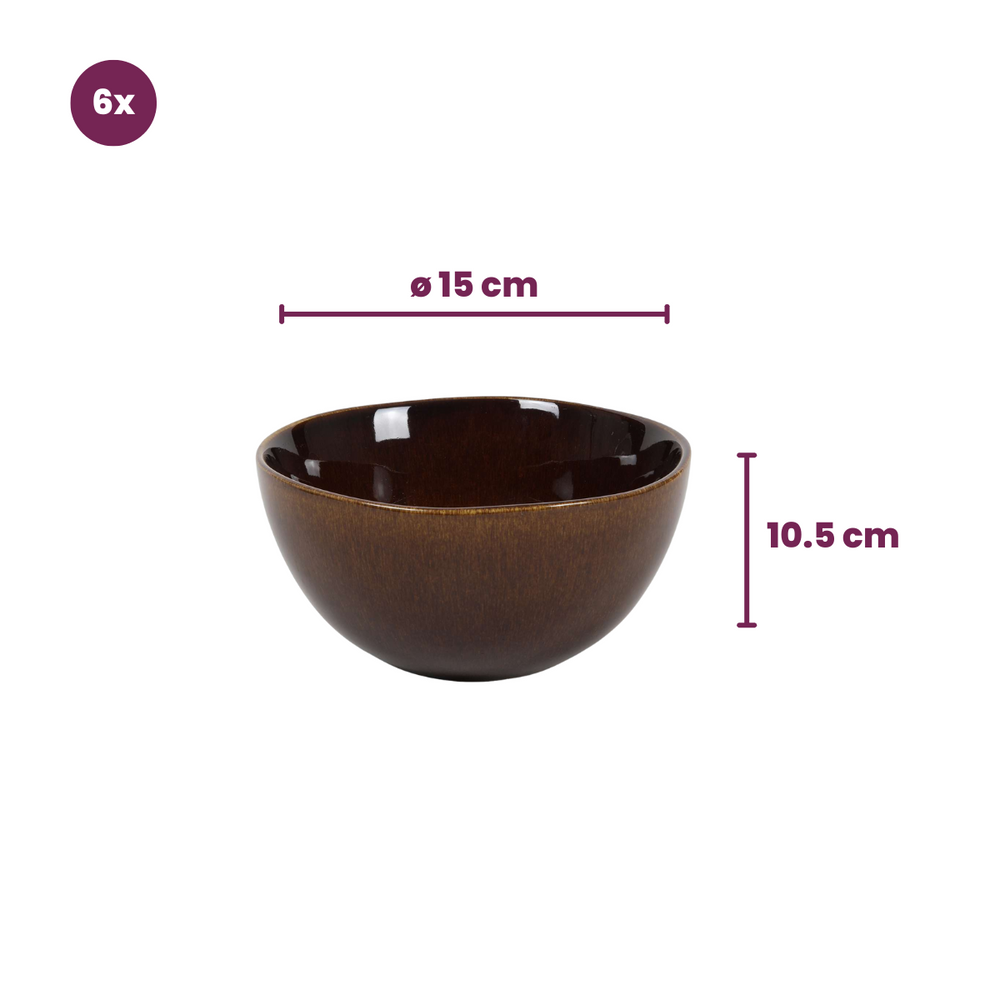 Bol de soupe / Bols Cookinglife Sabi Brun ø 15 cm - 6 pièces