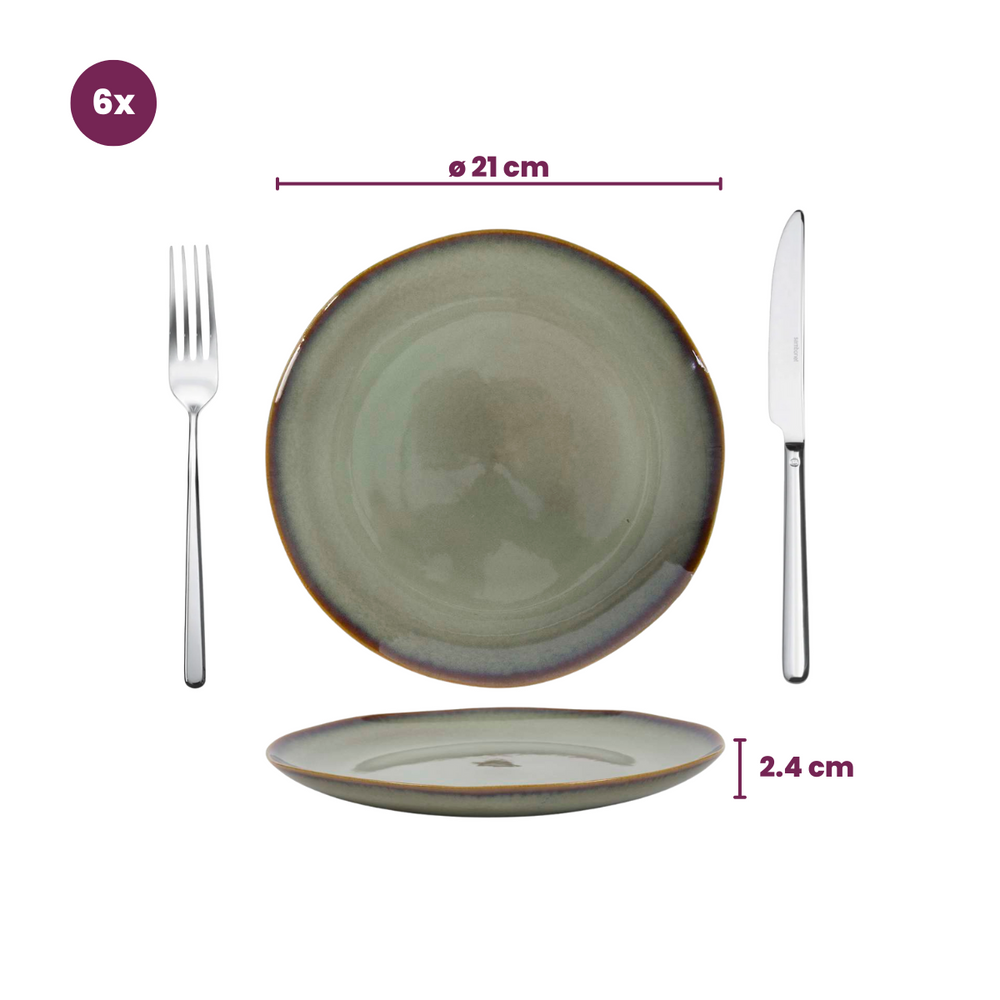 Assiettes à petit-déjeuner / Assiettes à dessert Cookinglife Sabi Vert ø 21 cm - 6 pièces