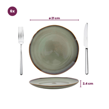 Assiettes à petit-déjeuner / Assiettes à dessert Cookinglife Sabi Vert ø 21 cm - 6 pièces