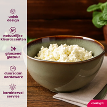 Service de vaisselle Cookinglife Sabi vert 18 pièces / 6 personnes - 6 assiettes à dîner, 6 assiettes à petit-déjeuner et 6 bols