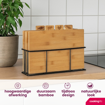 Ensemble de planches à découper en bambou Cookinglife avec support, 5 pièces