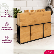 Ensemble de planches à découper en bambou Cookinglife avec support, 5 pièces
