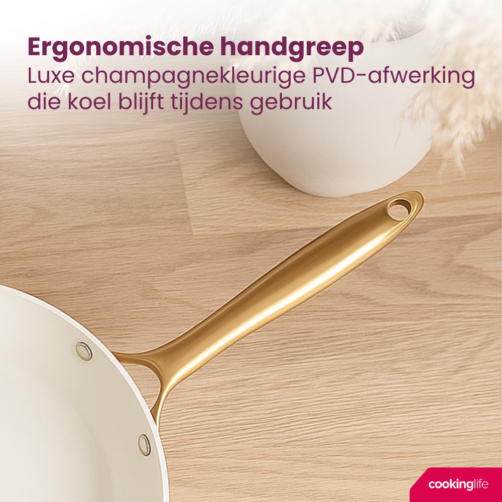 Cookinglife Koekenpannenset Style Zwart - ø 24 & 28 cm - keramische anti-aanbaklaag - geschikt voor alle warmtebronnen