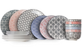 Service de vaisselle Cosy & Trendy Delirio 18 pièces / 6 personnes - 6 Assiette plates, 6 assiettes à petit-déjeuner en 6 bols