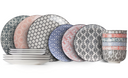 Service de vaisselle Cosy & Trendy Delirio 18 pièces / 6 personnes - 6 Assiette plates, 6 assiettes à petit-déjeuner en 6 bols