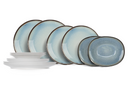 Service de vaisselle Cosy & Trendy Fez Bleu - 12 pièces / 4 personnes - 4 Assiette plates, 4 assiettes à petit-déjeuner en 4 assiettes creuses
