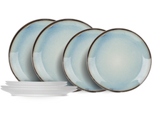 Service de vaisselle Cosy & Trendy Fez Bleu - 8 pièces / 4 personnes - 4 Assiette plates en 4 assiettes à petit-déjeuner