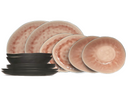 Service de vaisselle Cosy & Trendy Organic Laguna Old Rose 12 pièces / 4 personnes - 4 Assiette plates, 4 assiettes à petit-déjeuner en 4 schalen