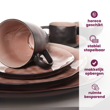 Assiettes à petit-déjeuner / assiettes à dessert Cosy & Trendy - Laguna Old Rose - 20 x 16 cm - 4 pièces