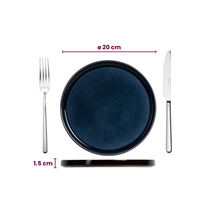Service de vaisselle Cosy & Trendy Quintana Blue 18 pièces / 6 personnes - 6 Assiette plates, 6 assiettes creuses en 6 assiettes à petit-déjeuner