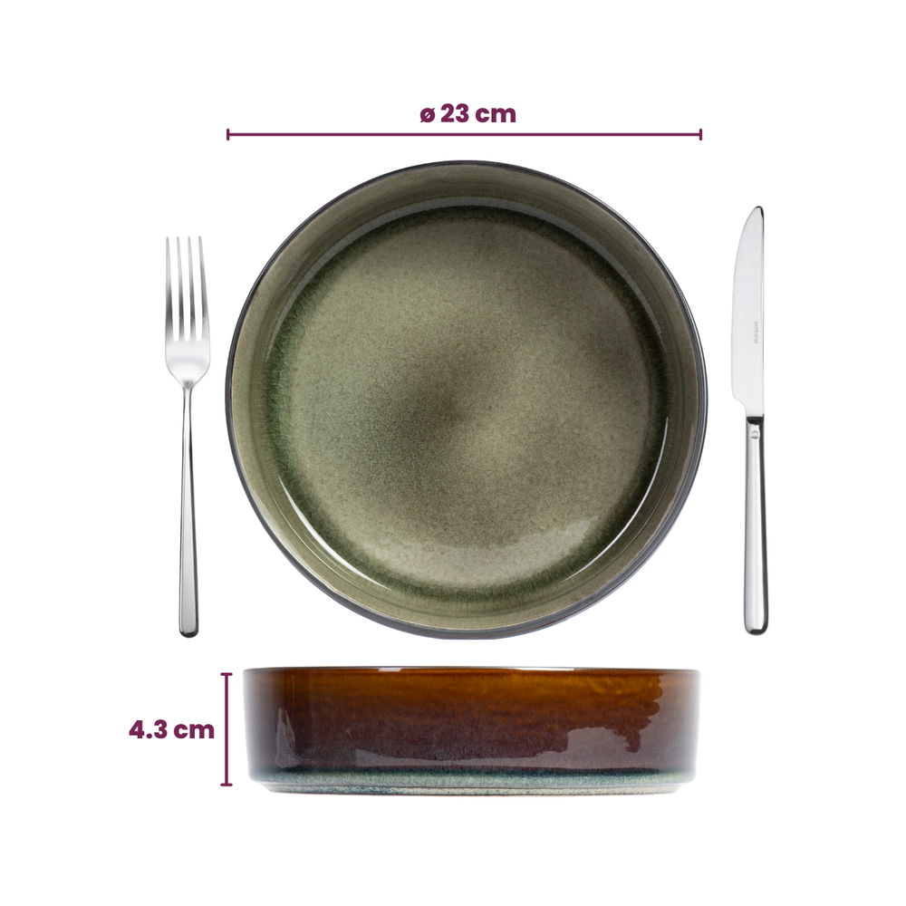 Assiettes profondes Cosy & Trendy / Assiettes à pâtes - Quintana Green ø 23 cm / H 4,3 cm - 4 pièces