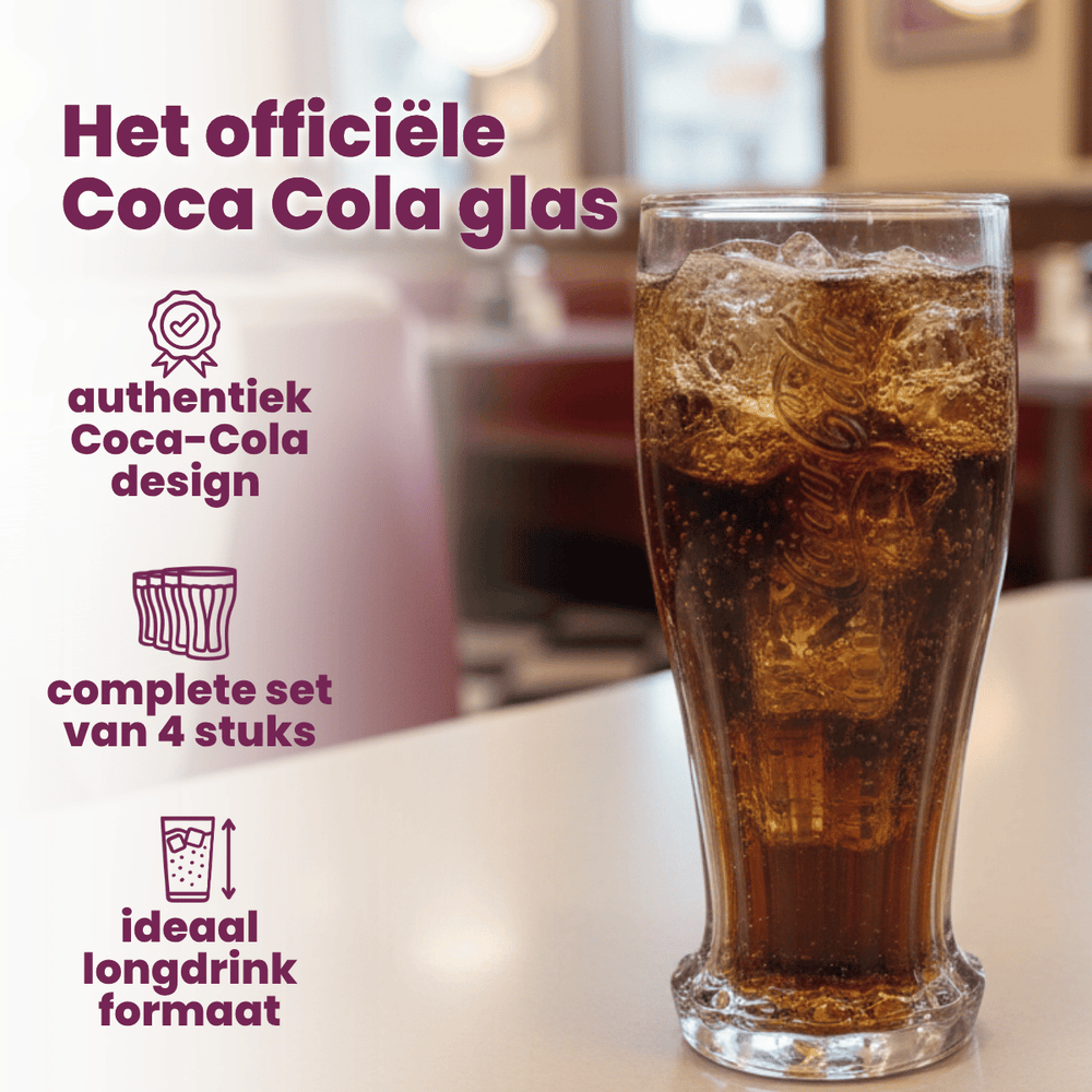 Ensemble de verres Coca-Cola - Long drink - Crown Cap - 350 ml - 4 pièces