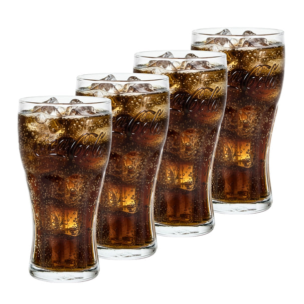 Verre Coca Cola - Verres longdrink - Verres à soda - Transparent 370 ml - 4 pièces