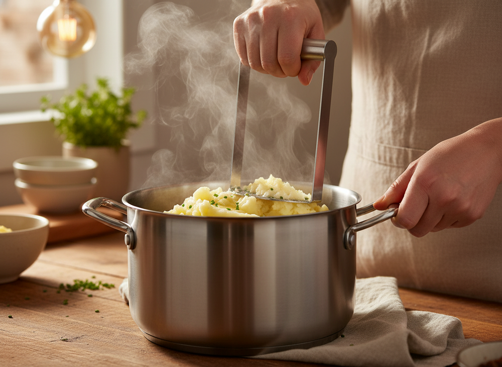 Cookinglife Presse-purée avec poignée en acier inoxydable