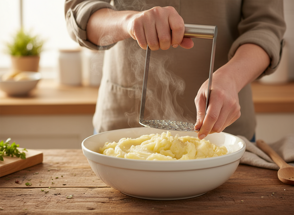 Cookinglife Presse-purée avec poignée en acier inoxydable