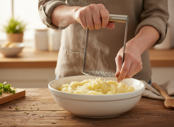 Cookinglife Presse-purée avec poignée en acier inoxydable