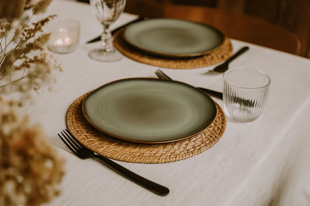 Service de vaisselle Cookinglife Sabi vert 18 pièces / 6 personnes - 6 assiettes à dîner, 6 assiettes à petit-déjeuner et 6 bols