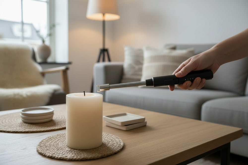 Briquet électrique Cookinglife - Briquet flexible - Rechargeable par USB - Noir/Blanc