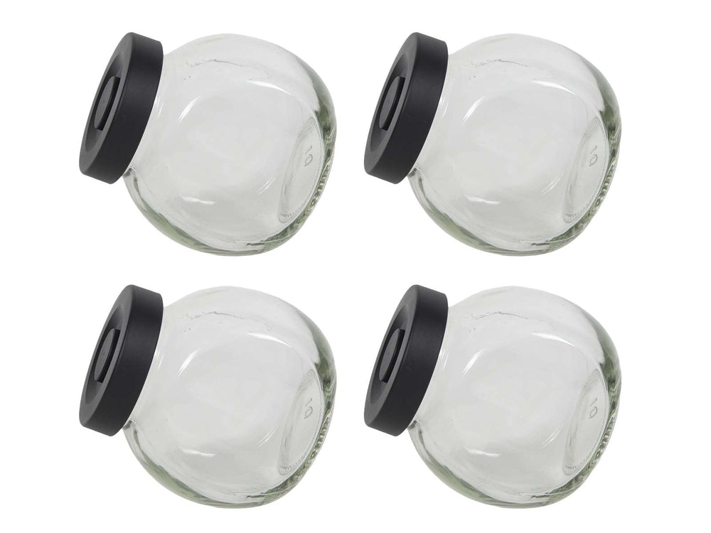Cookinglife Kruidenpotjes Glas Zwart 175 ml - 4 Stuks