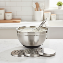 Bol mélangeur Cookinglife en acier inoxydable + 3 râpes - 25,5 x 14 cm