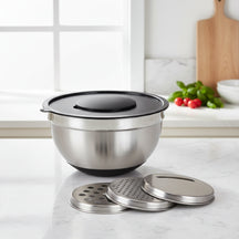 Bol mélangeur Cookinglife en acier inoxydable + 3 râpes - 25,5 x 14 cm