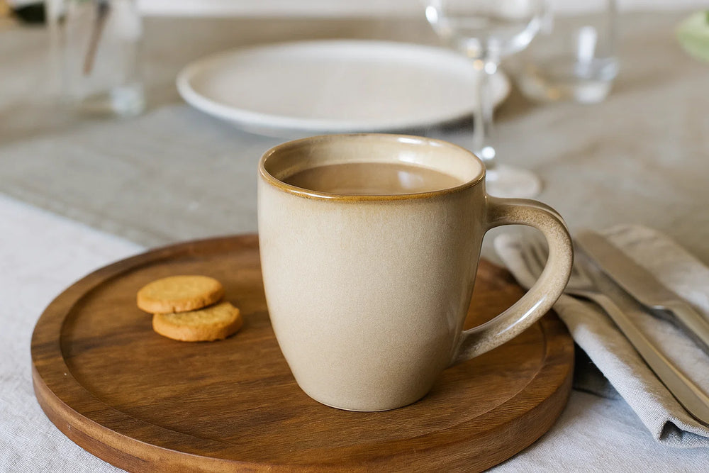 Service de vaisselle Cookinglife Sabi Beige 18 pièces / 6 personnes - 6 assiettes à dîner, 6 assiettes à petit-déjeuner et 6 bols