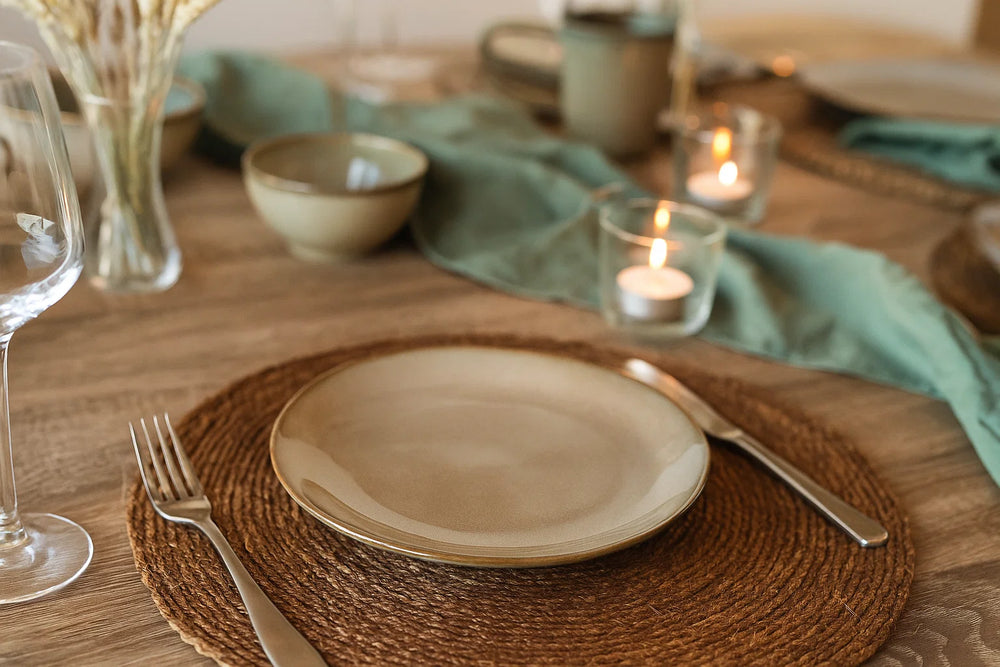 Service de vaisselle Cookinglife Sabi Beige 18 pièces / 6 personnes - 6 assiettes à dîner, 6 assiettes à petit-déjeuner et 6 bols