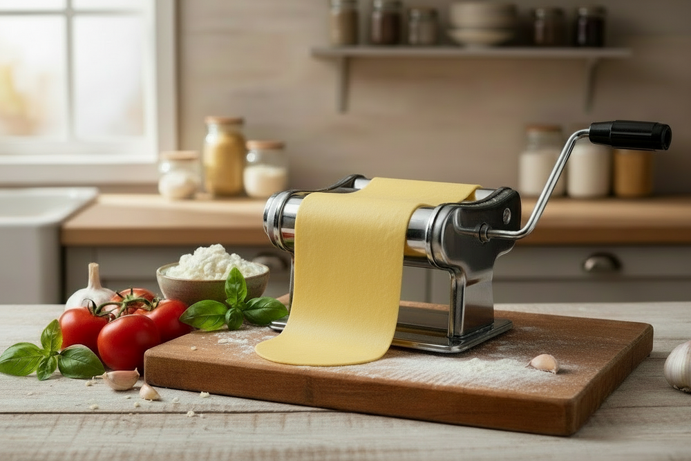 Machine à pâtes Cookinglife en chrome italien pour lasagne et spaghetti