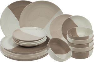 Service de vaisselle Cookinglife Leem 18 pièces / 6 personnes - 6 assiettes à dîner, 6 assiettes à petit-déjeuner et 6 bols