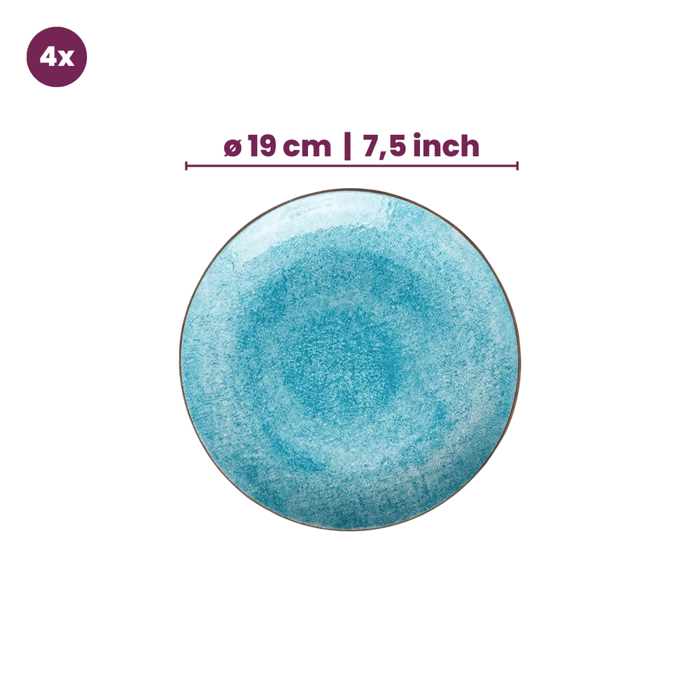 Cookinglife Set de vaisselle Tela Bleu Porcelaine 12 pièces / 4 personnes - 4 assiettes plates, 4 assiettes petit-déjeuner et 4 assiettes creuses