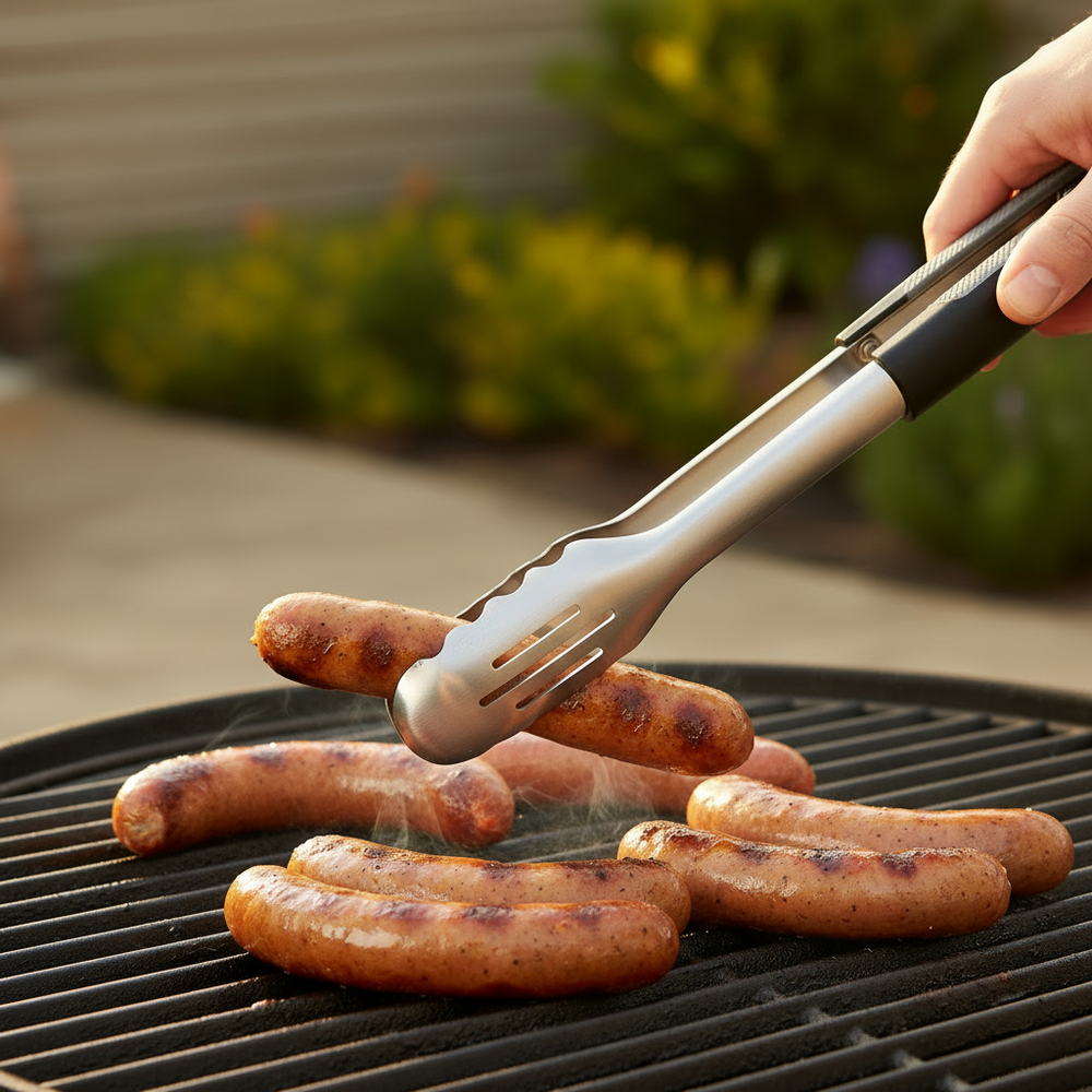 Pinces à barbecue Cookinglife Fire & Flavour en acier inoxydable 42 cm - Noir/Gris