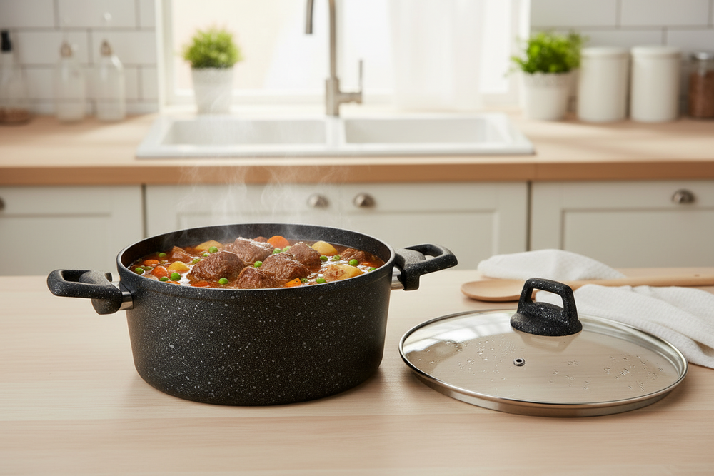 Braadpan met deksel - Aluminium Ø 24 cm / 4.4 Liter - Geschikt voor alle warmtebronnen - standaard anti-aanbaklaag - Cookinglife