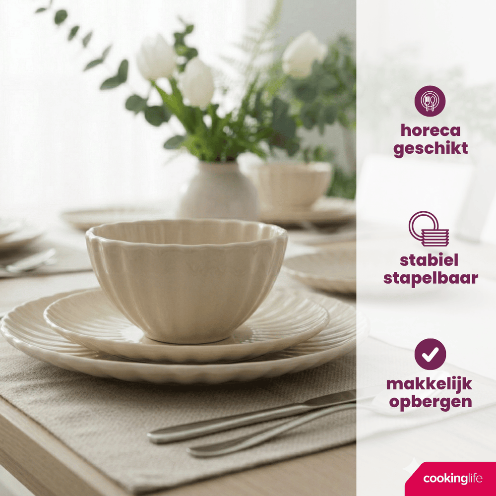 Assiettes à petit-déjeuner / Assiettes à dessert Cookinglife Cardida Beige ø 19,5 cm - Lot de 6