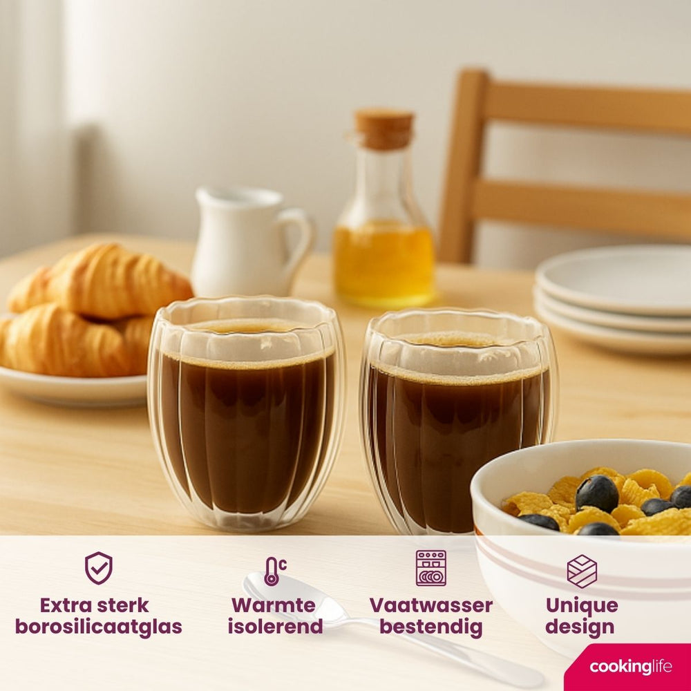 Verre à café/thé Cookinglife double paroi Pumpkin 260 ml - 2 pièces