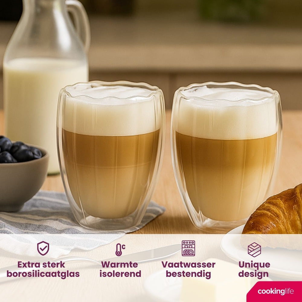 Set de verres à latte Cookinglife - Double paroi - Barista - 300 ml - 2 pièces
