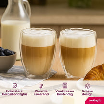 Set de verres à latte Cookinglife - Double paroi - Barista - 300 ml - 2 pièces