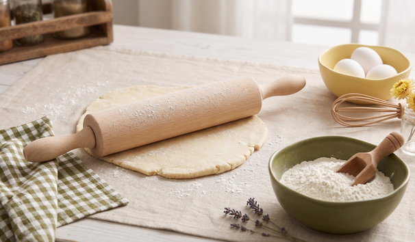 Rouleau à pâtisserie Cookinglife - en hêtre - Roulements à billes - 43,5 cm
