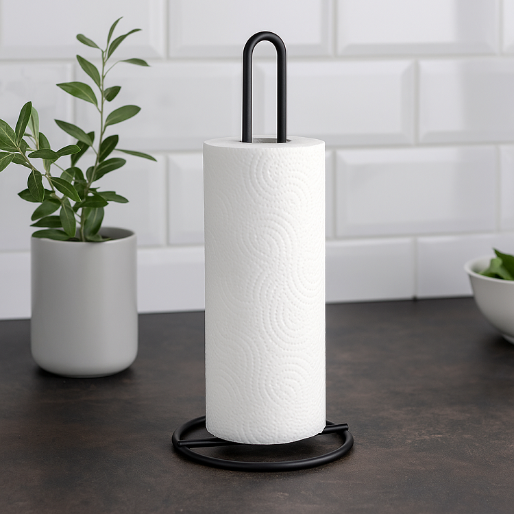 Cookinglife Porte-rouleau de cuisine Noir 32 cm