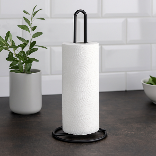 Cookinglife Porte-rouleau de cuisine Noir 32 cm
