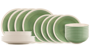 Service de vaisselle Cookinglife Ocean Vert 24 pièces / 8 Personnes - 8 assiettes plates, 8 assiettes à déjeuner et 8 bols
