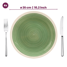 Service de vaisselle Cookinglife Oceanico vert 12 pièces / 4 personnes - 4 assiettes plates, 4 assiettes à dessert et 4 bols