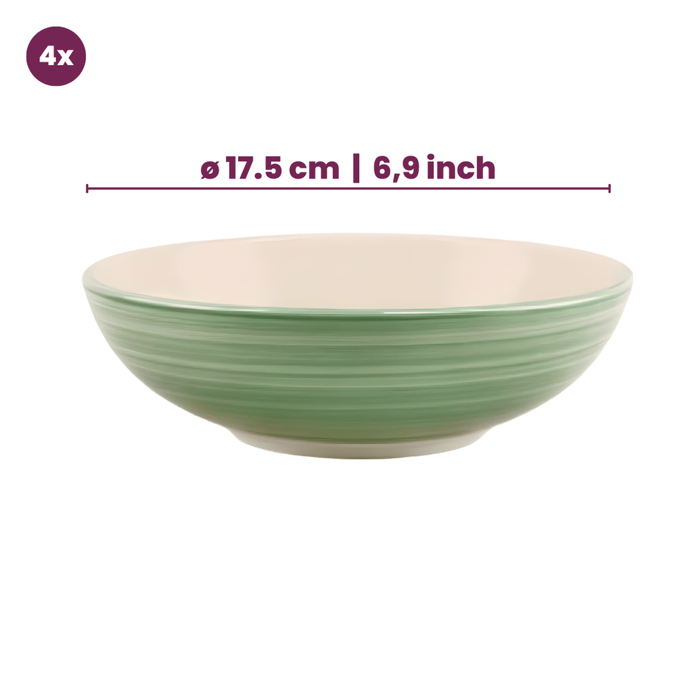 Service de vaisselle Cookinglife Oceanico vert 12 pièces / 4 personnes - 4 assiettes plates, 4 assiettes à dessert et 4 bols