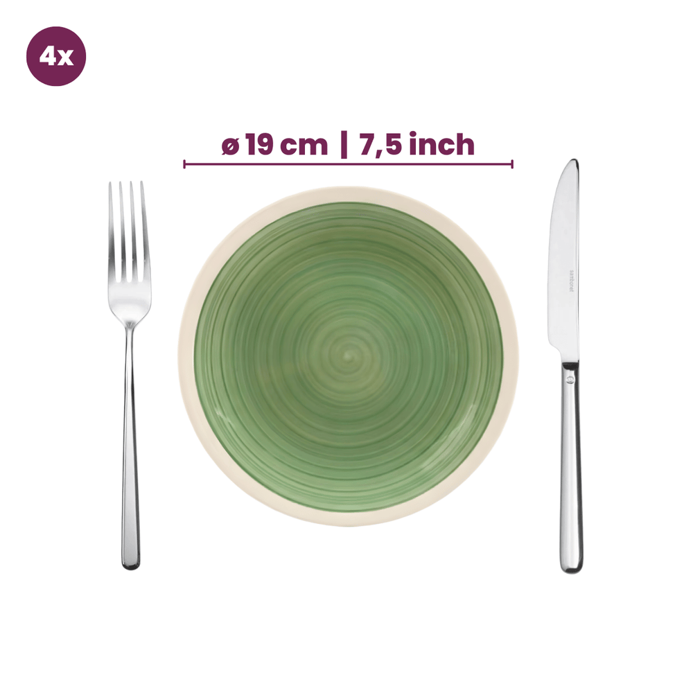 Service de vaisselle Cookinglife Oceanico vert 12 pièces / 4 personnes - 4 assiettes plates, 4 assiettes à dessert et 4 bols