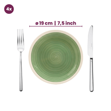 Service de vaisselle Cookinglife Oceanico vert 12 pièces / 4 personnes - 4 assiettes plates, 4 assiettes à dessert et 4 bols