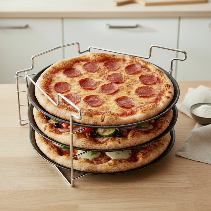 Pizza Bakplaat Ø 32 cm Metaal - Non Stick Set 4-delig - Cookinglife
