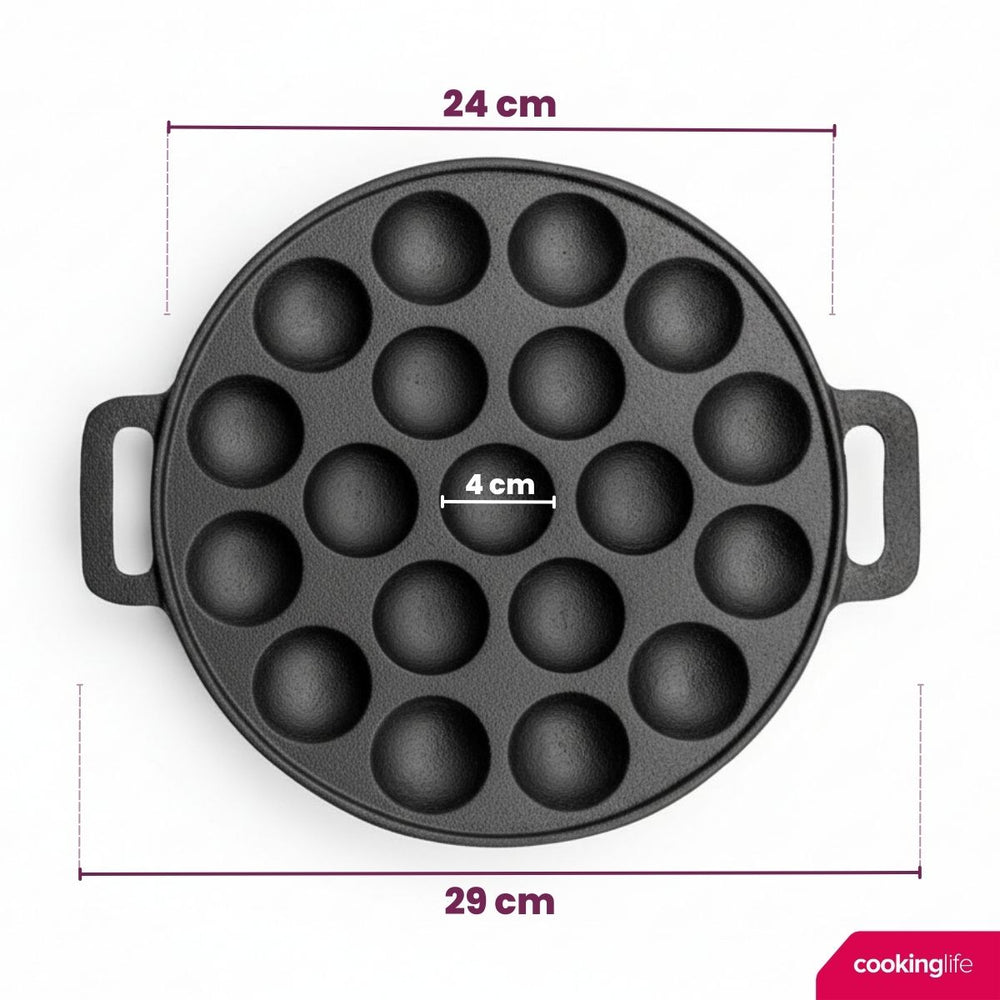 Poêle à Poffertjes Cookinglife - Fonte - ø 24 cm - 19 petites crêpes