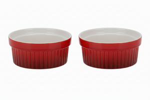 Ramequins Cookinglife / Plats à soufflé / Plats à crème brûlée - Rouge - Porcelaine - ø 11 cm - Lot de 2